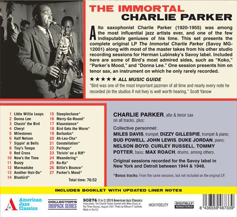 Immortal Charlie Parker - CD Audio di Charlie Parker - 2