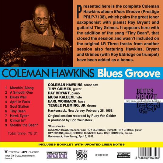 Blues Groove (with Bonus Tracks) - CD Audio di Coleman Hawkins - 2