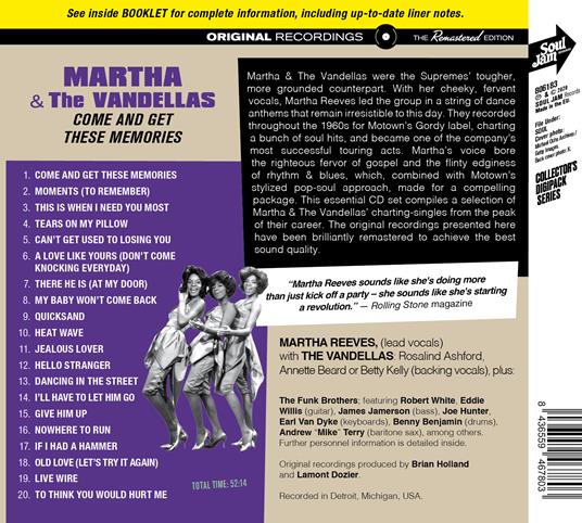 Come and Get These Memories - CD Audio di Martha Reeves & the Vandellas - 2