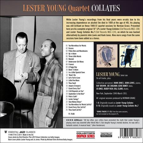 Collates (feat. John Lewis and Hank Jones) - CD Audio di Lester Young - 2
