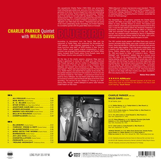 Bluebird (Blue Coloured Vinyl) - Vinile LP di Charlie Parker - 2