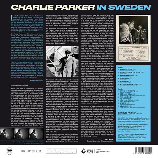 In Sweden (Blue Coloured Vinyl) - Vinile LP di Charlie Parker - 2