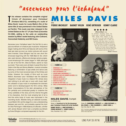 Ascensour Pour L'Echafaud (Colonna Sonora) - Vinile LP di Miles Davis - 2