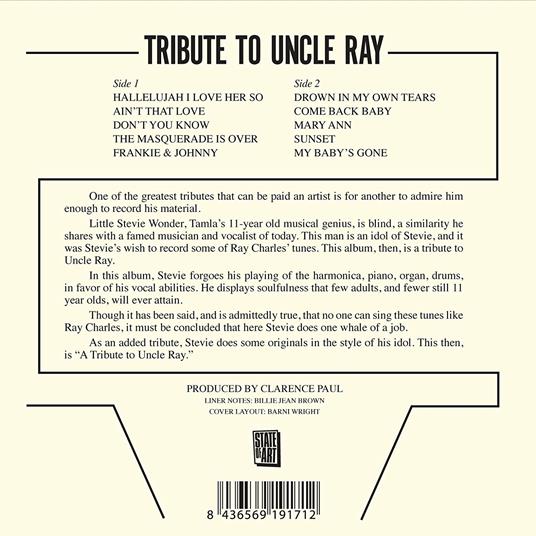 Tribute to Uncle Ray - CD Audio di Stevie Wonder - 2