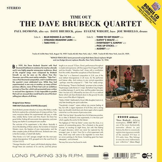 Time Out (180 gr.) - Vinile LP + CD Audio di Dave Brubeck - 2
