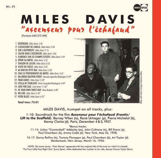 Ascenseur Pour L'Echafaud (Lp + Bonus Cd) - Vinile LP di Miles Davis - 2