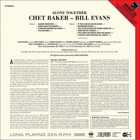 Alone Together - Vinile LP + CD Audio di Chet Baker,Bill Evans - 2