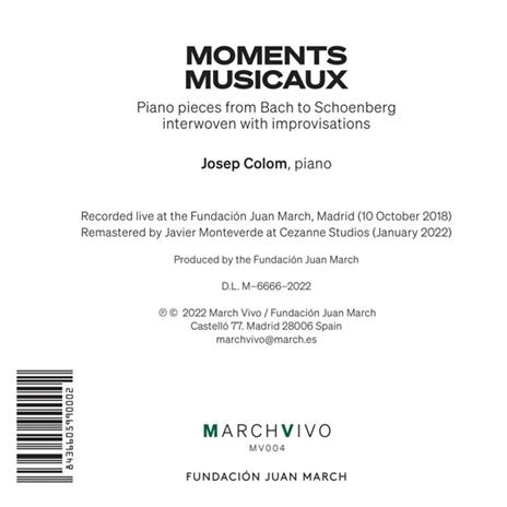 Moments Musicaux - CD Audio di Josep Colom - 2