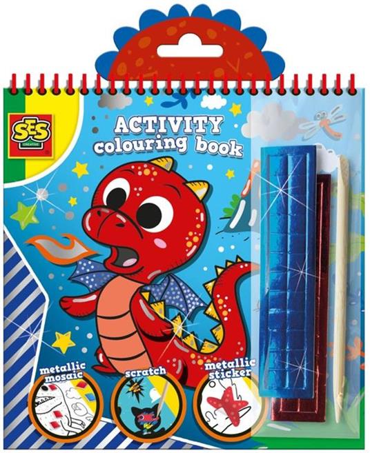 SES Creative Libro con attività da colorare metallico 3 in 1