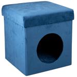 Cuccia Casetta Coperta Gatti Morbido Poliestere 34x36cm Blu Zaffiro Pieghevole