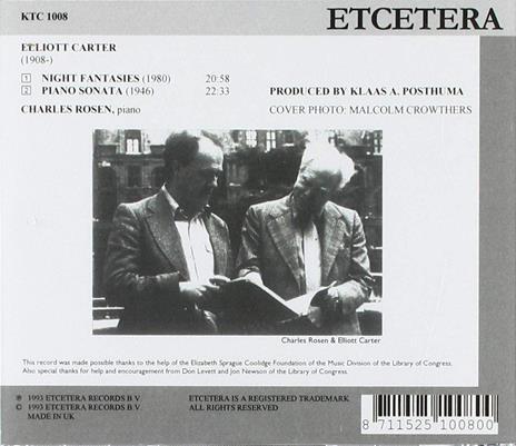 Night Fantasies Piano Sonata - CD Audio di Elliott Carter,Charles Rosen - 2