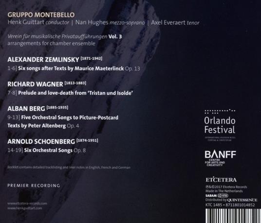 Verein fur musikalische privatauffuhrungen vol.3 - CD Audio di Alban Berg,Arnold Schönberg,Richard Wagner,Alexander Von Zemlinsky,Gruppo Montebello - 2