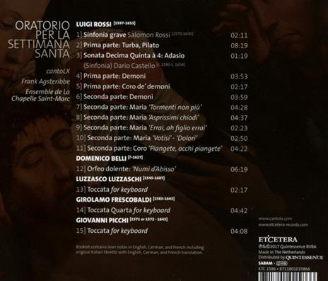 Oratorio per la Settimana Santa - CD Audio di Luigi Rossi - 3