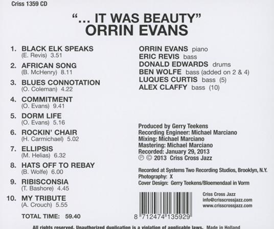 It Was Beauty - CD Audio di Orrin Evans - 2