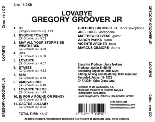 Lovabye - CD Audio di Gregory Groover Jr. - 2