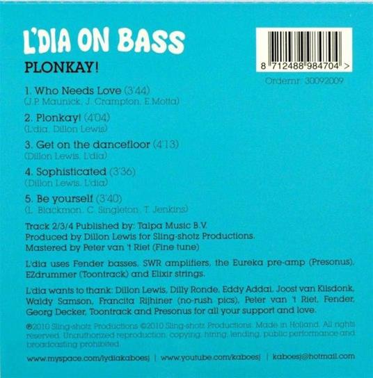 Plonkay - CD Audio di L'Dia On Bass - 2