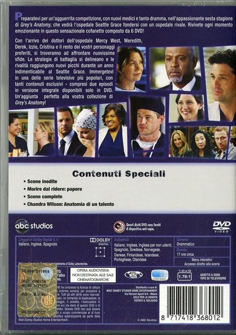 Grey's Anatomy. Stagione 6 (Serie TV ita) (6 DVD) di Edward Ornelas,Bill D'Elia,Michael Pressman - DVD - 2