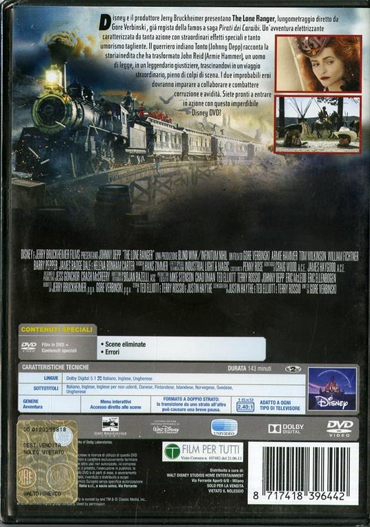 The Lone Ranger di Gore Verbinski - DVD - 2