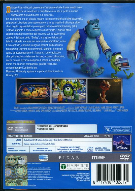 Monsters University di Dan Scanlon - DVD - 2