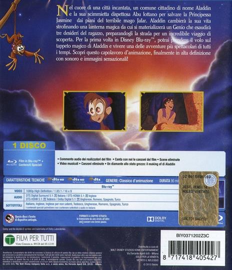 Aladdin di Ron Clements,John Musker - Blu-ray - 2