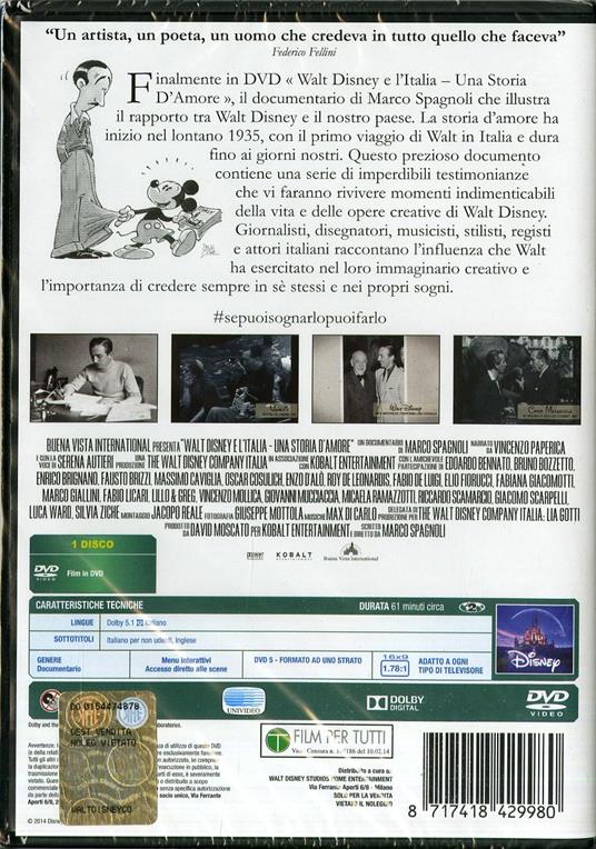 Walt Disney e l'Italia. Una storia d'amore di Marco Spagnoli - DVD - 2