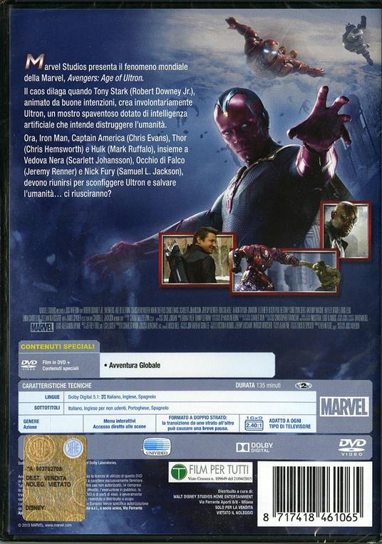 Avengers. Age of Ultron di Joss Whedon - DVD - 2
