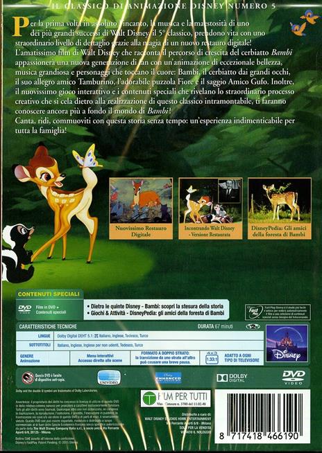 Bambi (DVD)<span>.</span> Limited Edition di David Hand,James Algar - DVD - 2