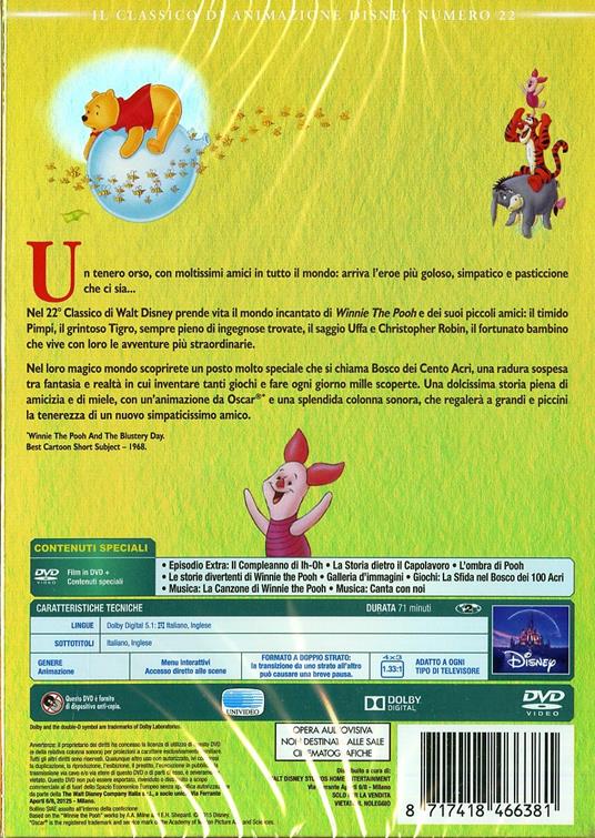 Le avventure di Winnie the Pooh (DVD) di John Lounsbery,Wolfgang Reitherman - DVD - 2