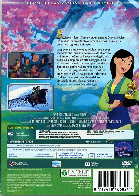 Mulan (DVD)<span>.</span> Limited Edition di Tony Bancroft,Barry Cook - DVD - 2