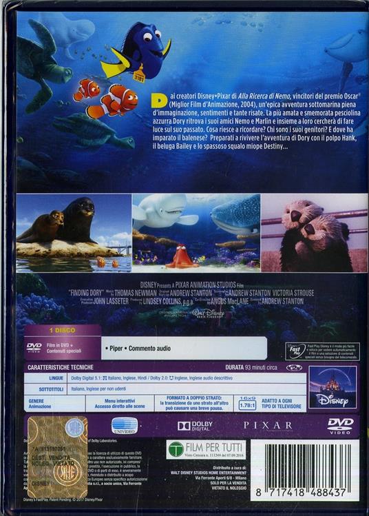 Alla ricerca di Dory (DVD) di Andrew Stanton,Angus MacLane - DVD - 2