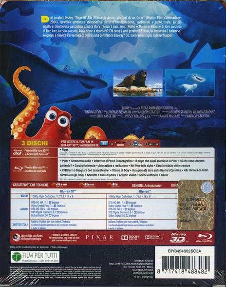 Alla ricerca di Dory 3D (Steelbook) di Andrew Stanton,Angus MacLane - Blu-ray - 3