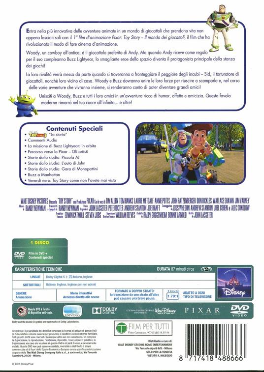 Toy Story - Collection 2016 (DVD) di John Lasseter - DVD - 3