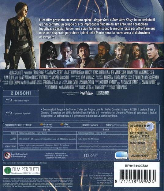 Rogue One: A Star Wars Story (2 Blu-ray) di Gareth Edwards - Blu-ray - 2