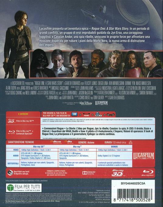 Rogue One: A Star Wars Story (Blu-ray + Blu-ray 3D) di Gareth Edwards - Blu-ray + Blu-ray 3D - 2