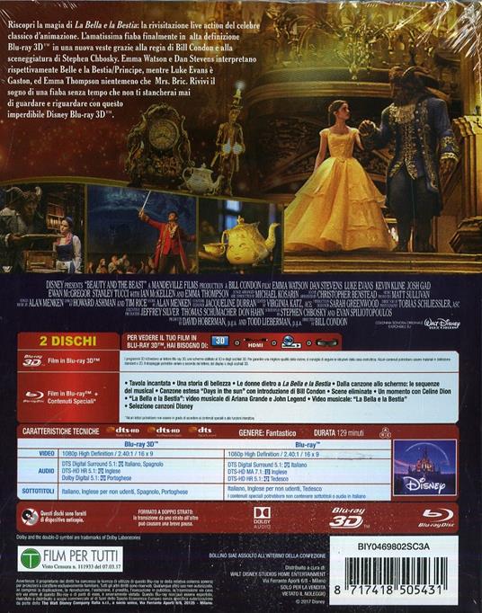La bella e la bestia. Live action (Blu-ray + Blu-ray 3D) di Bill Condon - Blu-ray + Blu-ray 3D - 2