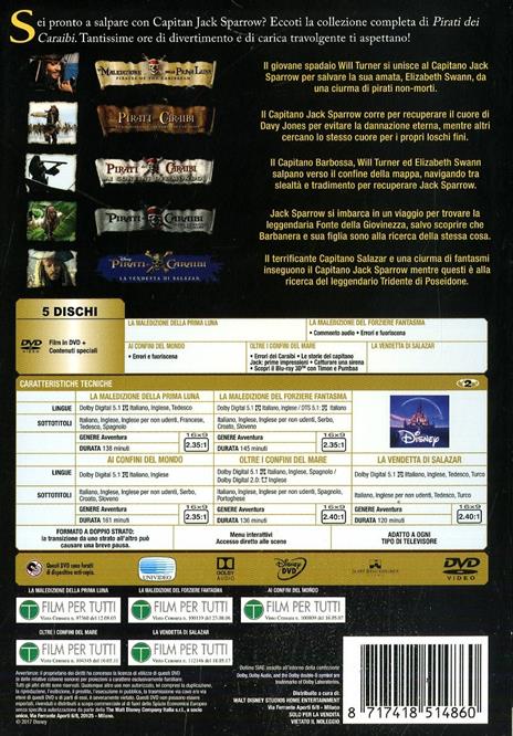 Pirati dei Caraibi. Collezione 5 film (5 DVD) di Rob Marshall,Joachim Roenning,Espen Sandberg,Gore Verbinski - 2