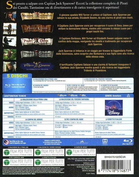 Pirati dei Caraibi. Collezione 5 film (5 Blu-ray) di Rob Marshall,Joachim Roenning,Espen Sandberg,Gore Verbinski - 2