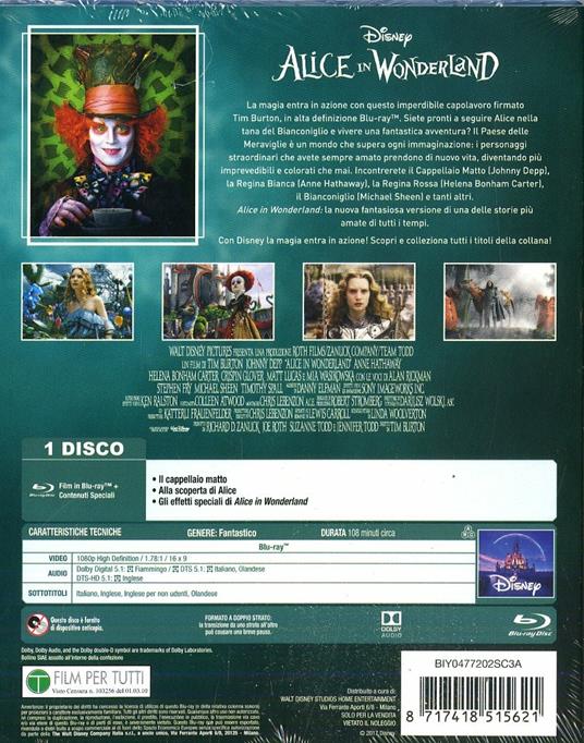 Alice in Wonderland. Limited Edition 2017 (Blu-ray) di Tim Burton - Blu-ray - 2