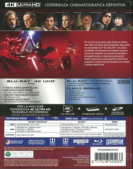 Star Wars. Gli ultimi Jedi. Con Bonus Disc (Blu-ray + Blu-ray Ultra HD 4K) di Rian Johnson - 2