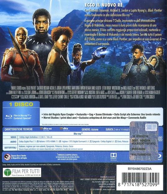 Black Panther (Blu-ray) di Ryan Coogler - Blu-ray - 2