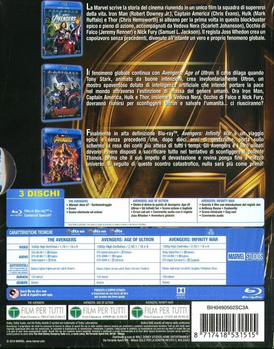 Cofanetto trilogia Avengers (3 Blu-ray) di Joe Russo,Anthony Russo,Joss Whedon - 2