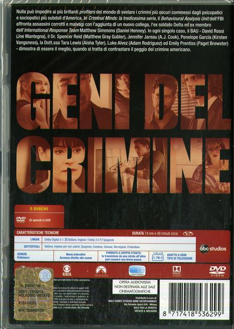 Criminal Minds. Stagione 13. Serie TV ita (5 DVD) di Glenn Kershaw,Félix Enríquez Alcalá,Douglas Aarniokoski - DVD - 2