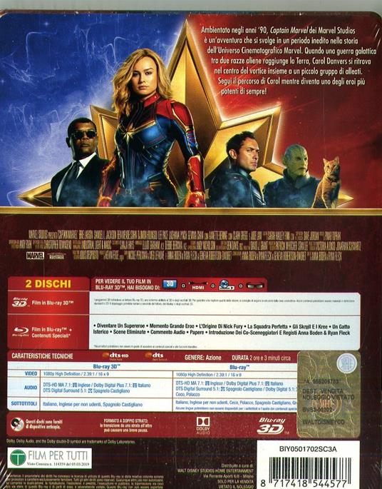 Captain Marvel. Con Steelbook (Blu-ray + Blu-ray 3D) di Anna Boden,Ryan Fleck - Blu-ray + Blu-ray 3D - 2