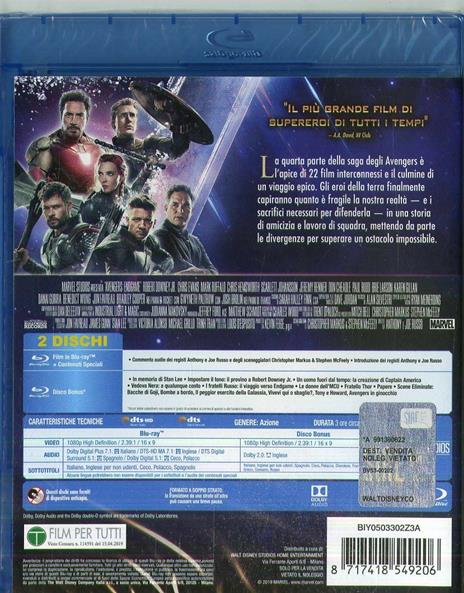 Avengers. Endgame (Blu-ray) di Anthony Russo,Joe Russo - Blu-ray - 2