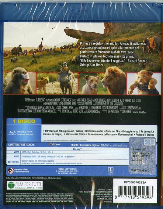 Il Re Leone (Blu-ray) di Jon Favreau - Blu-ray - 2