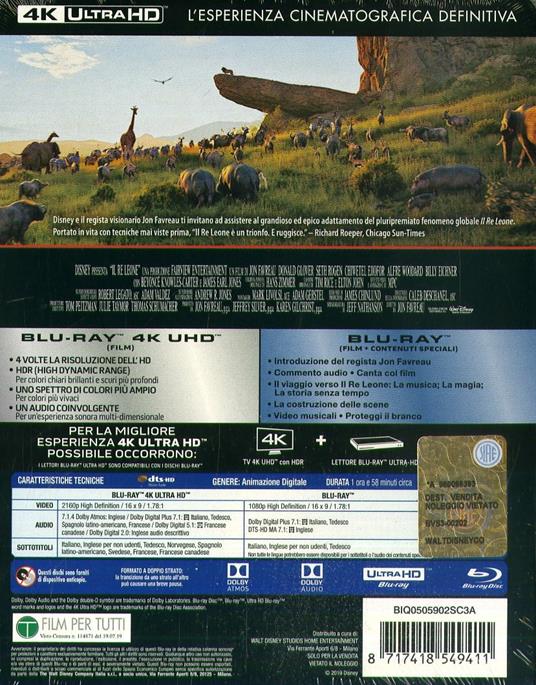Il Re Leone Live Action. Con Steelbook (Blu-ray + Blu-ray Ultra HD 4K) di Jon Favreau - Blu-ray + Blu-ray Ultra HD 4K - 2
