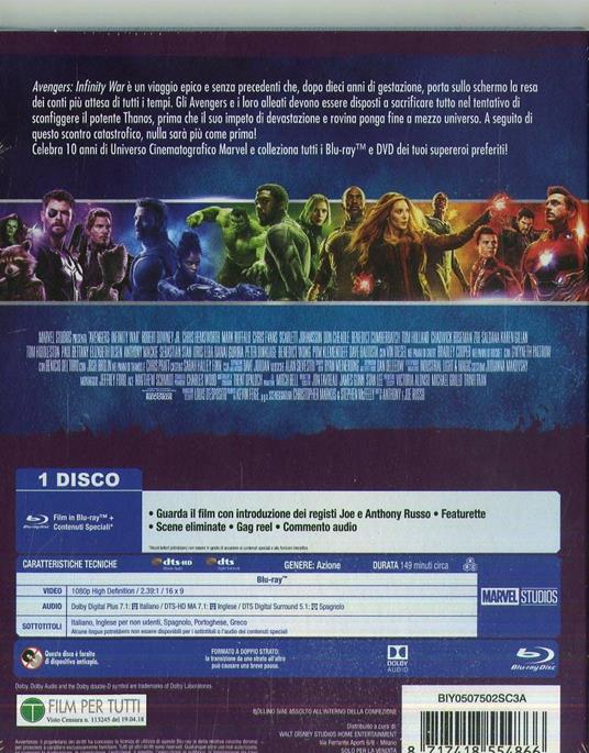 Avengers. Infinity War. Edizione 10° anniversario (Blu-ray) di Joe Russo,Anthony Russo - Blu-ray - 2