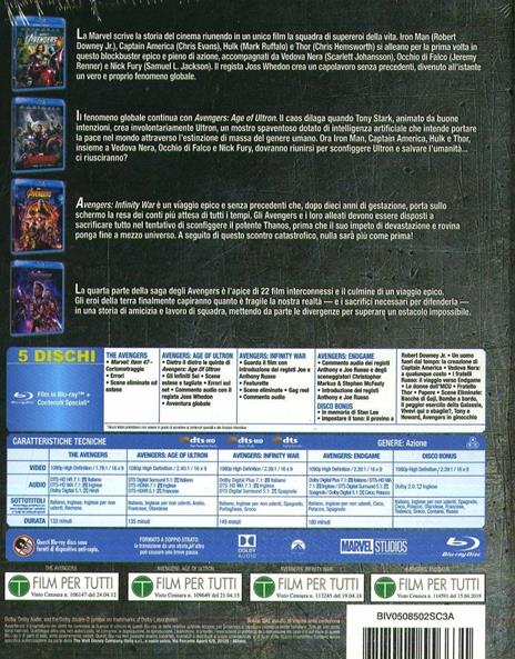 Cofanetto Quadrilogia Avengers (5 Blu-ray) di Joe Russo,Anthony Russo,Joss Whedon - 2