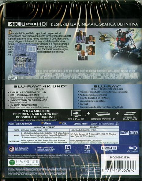 Ant-Man (Blu-ray + Blu-ray Ultra HD 4K) di Peyton Reed - Blu-ray + Blu-ray Ultra HD 4K - 2