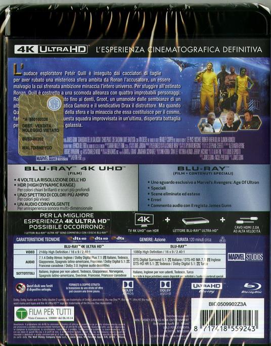 Guardiani della Galassia (Blu-ray + Blu-ray 4K Ultra HD) di James Gunn - Blu-ray + Blu-ray Ultra HD 4K - 2